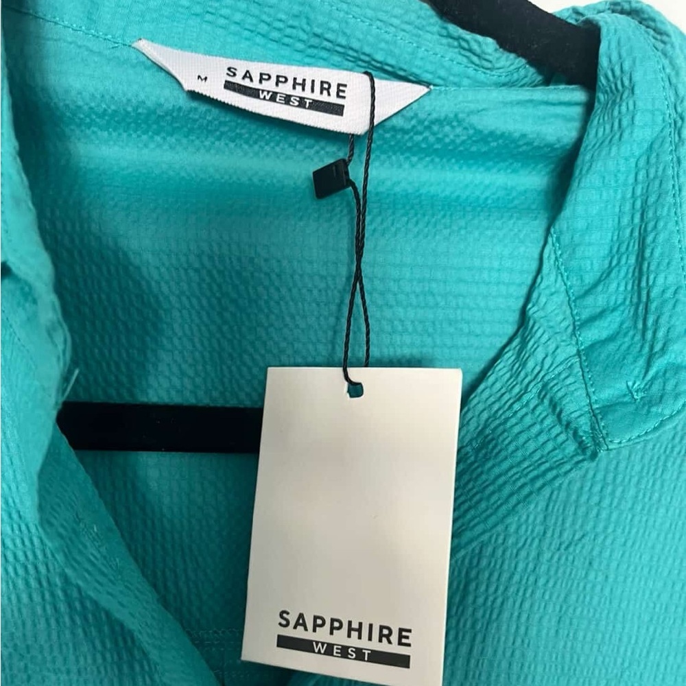 Sapphire teal 
Full sleeved shirt dress kameez with optional belt Medium womens